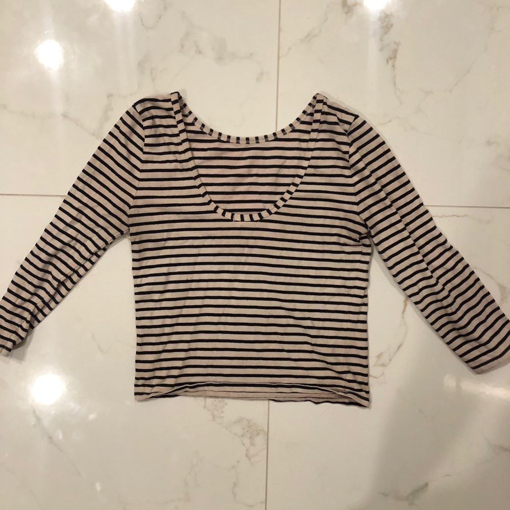 Striped Three Quartersleeved Top